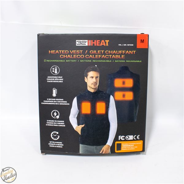 NEW 32 HEAT RECHARGEABLE HEATED VEST, SIZE MED