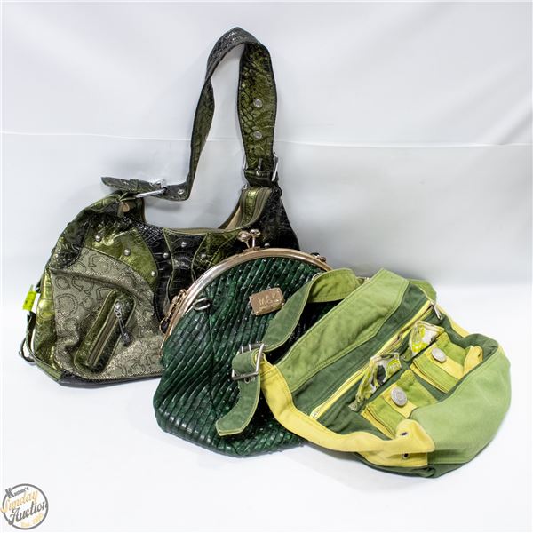 3 GREEN PURSES