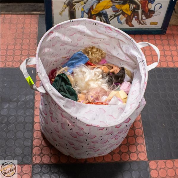 LARGE HAMPER WITH BARBIE CLOTHES AND