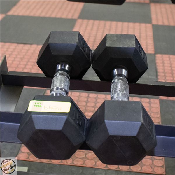 PAIR OF 15LBS DUMBELLS