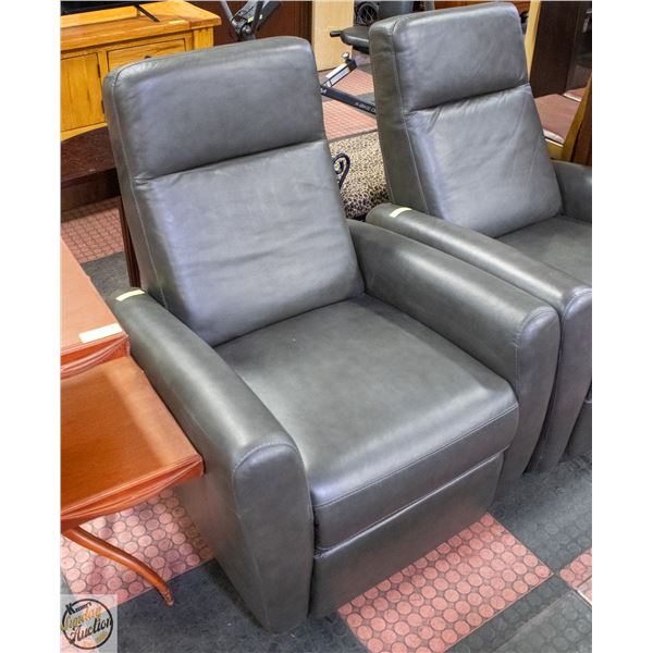 LEATHER RECLINING CHAIR - GREY