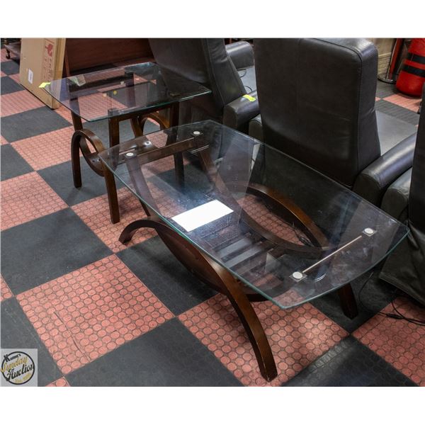 GLASS TOP SIDE TABLE & COFFEE TABLE