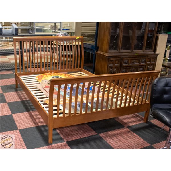 QUEEN SIZE BEDFRAME MAPLE H-42.5" W-63" L-89"