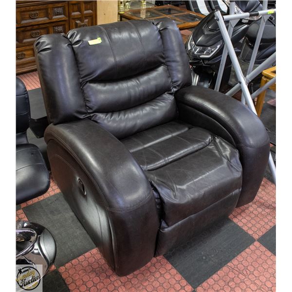 BLACK LEATHER RECLINER ROCKER CHAIR