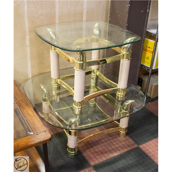 UNCLAIMED GLASS TOP COFFEE & SIDE TABLE H-18.5"