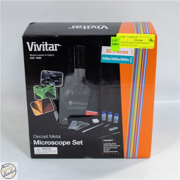 NEW IN BOX VIVITAR METAL MICROSCOPE SET