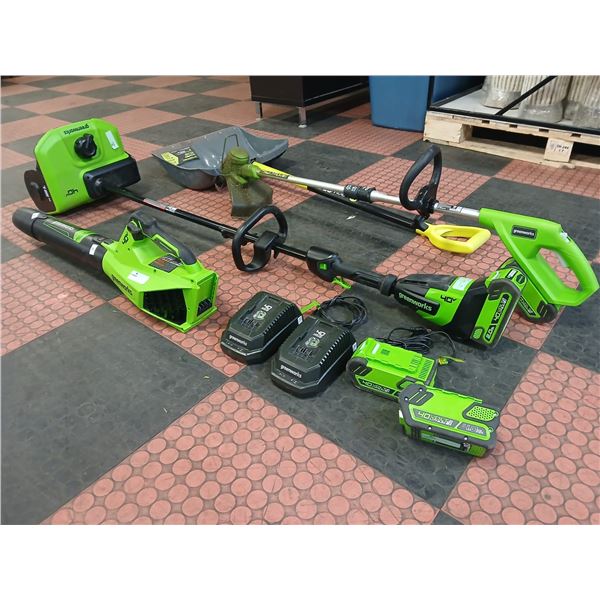GREENWORKS 4 PIECE 40V LITH-ION LANDSCAPING POWER