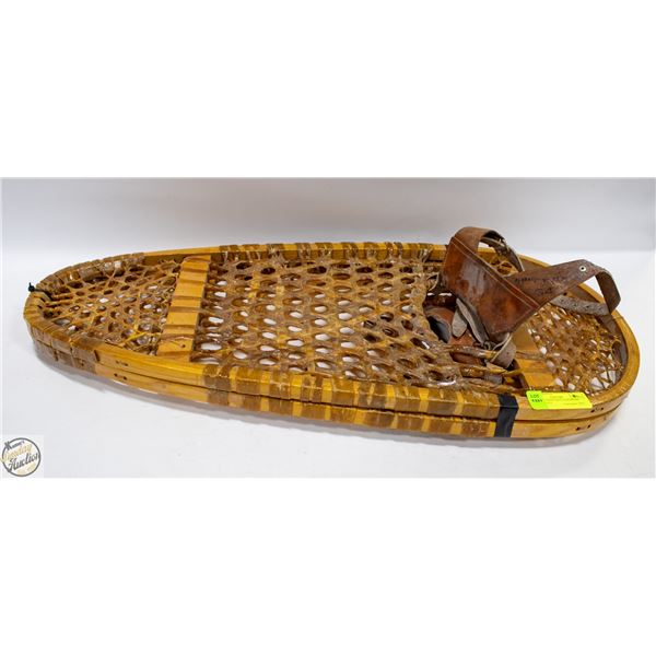 ANTIQUE DEER SKIN AND RESIN SNOWSHOES