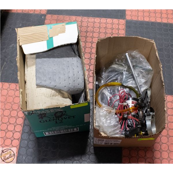 2 BOXES OIL SOAKER PADS - 2 GREASE GUNS