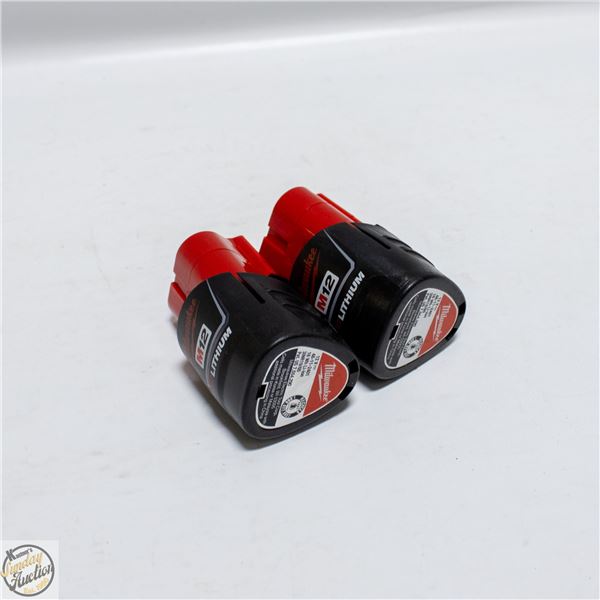 LOT OF 2 MILWAUKEE M12 BATTERIES
