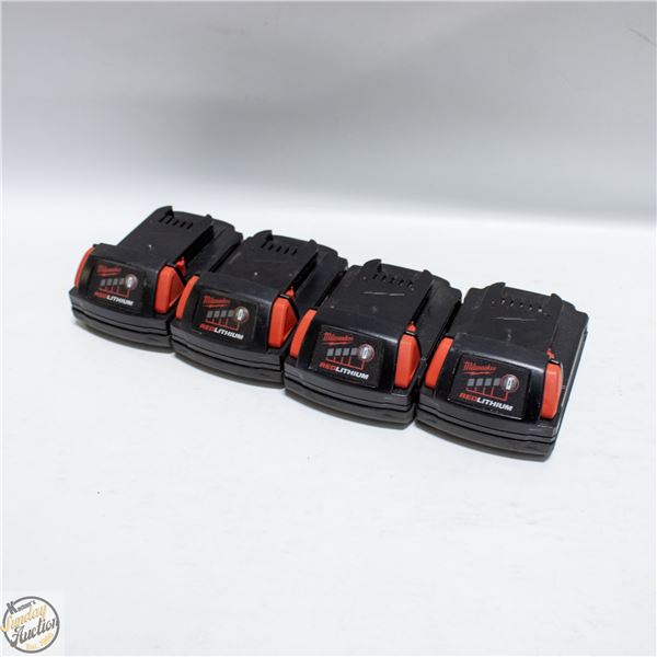LOT OF 4 MILWAUKEE CP 2.0 18V BATTERIES