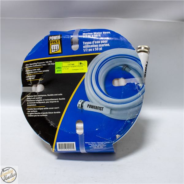 NEW POWERFIST MARINE WATER HOSE 1/2" X 50'