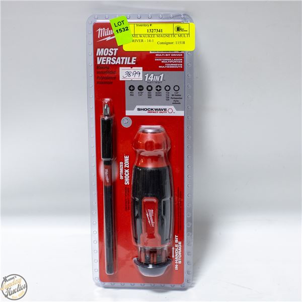 NEW MILWAUKEE MAGNETIC MULTI BIT DRIVER - 14-1