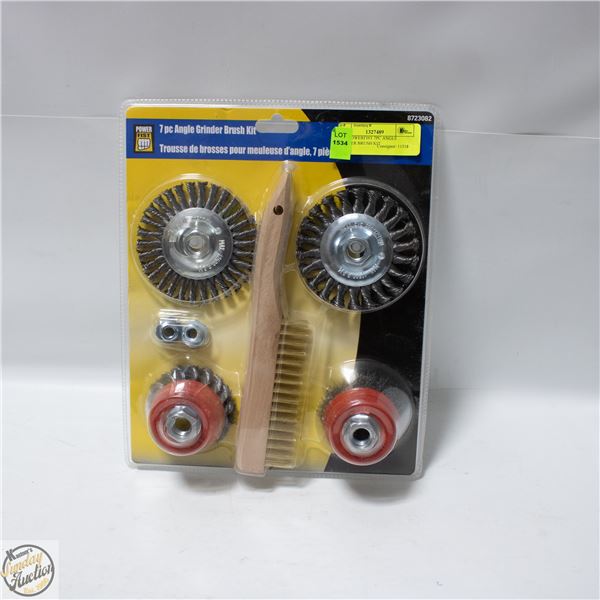 NEW POWERFIST 7PC ANGLE GRINDER BRUSH KIT
