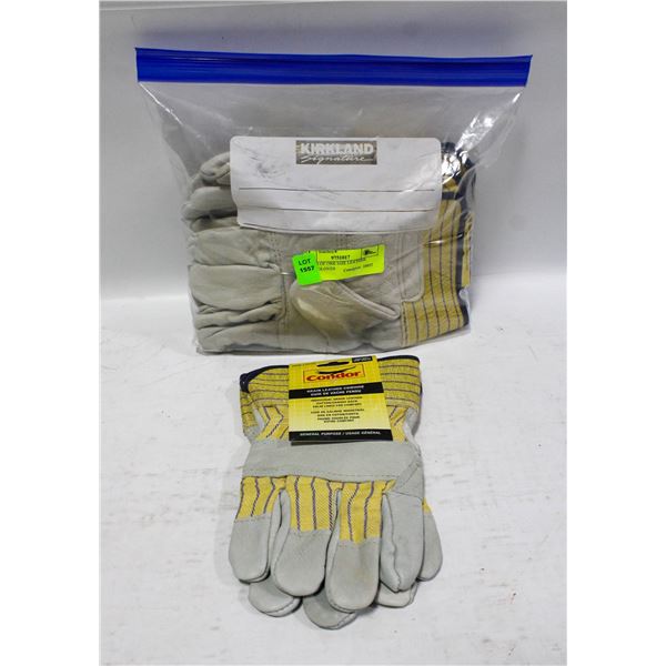 5 PAIRS OF ONE SIZE LEATHER WORK GLOVES