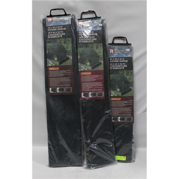 LOT OF 3 RED MOUNTAIN SHRUB COVERS 30 X 28 X 28"