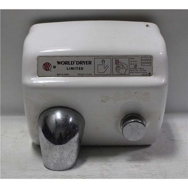 WORLD DRYER ELECTRIC HAND DRYER (NEEDS PROPER