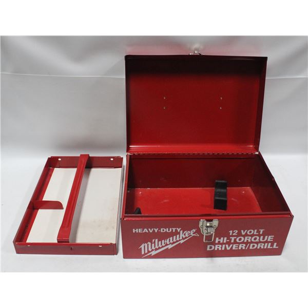 EMPTY SMALL MILWAUKEE METAL DRIVER/DRILL BOX