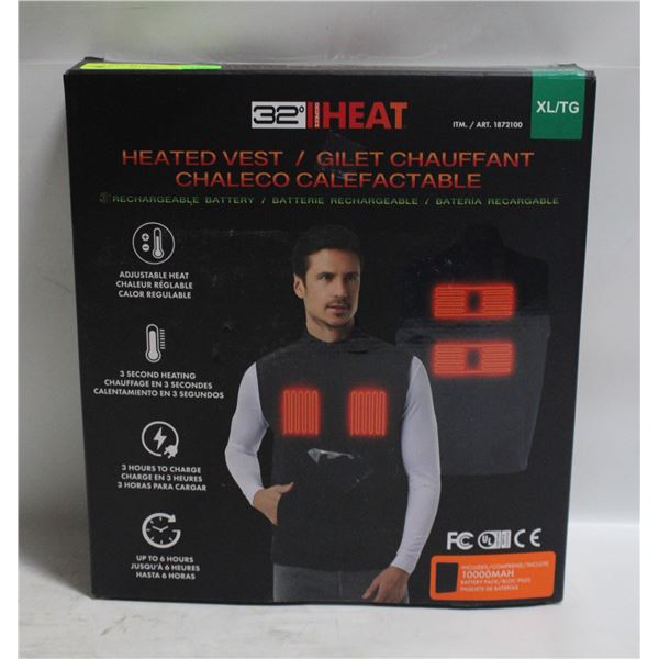 NEW 32 HEAT RECHARGEABLE HEATED VEST, SIZE XL
