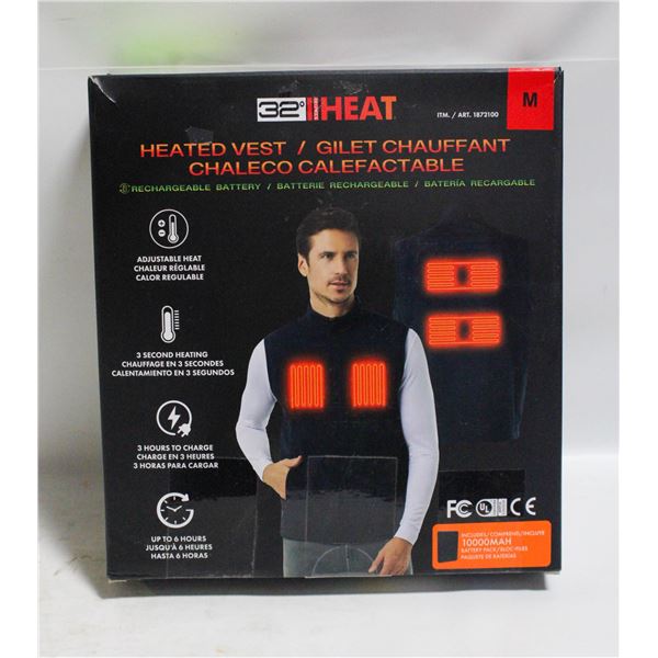 NEW 32 HEAT RECHARGEABLE HEATED VEST, SIZE MED