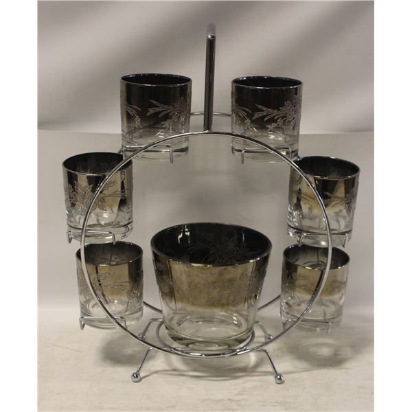 VINTAGE MCM FERRIS WHEEL GLASS BAR SET