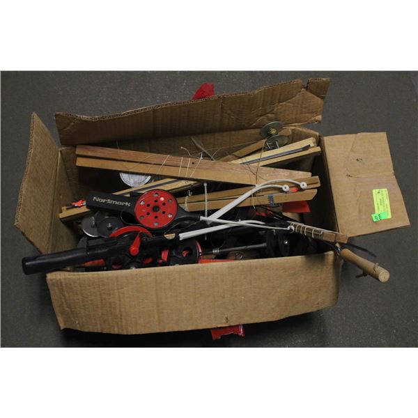 BOX FULL OF NORMARK VINTAGE FISHING RODS