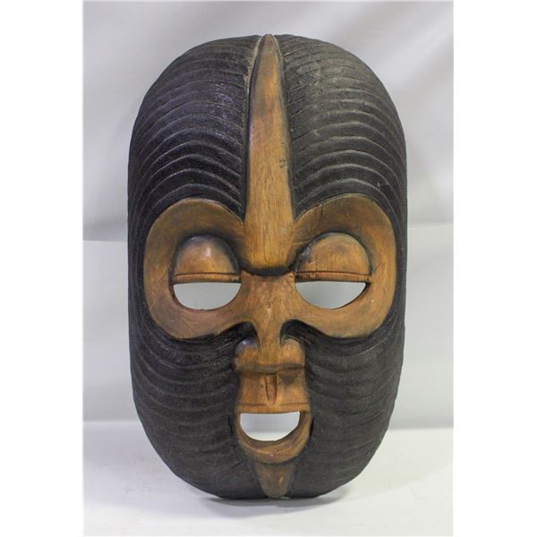 WOODEN CARVED WALL HANGING DECOR MASK 12"X20"