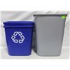 Image 1 : 3 PLASTIC RECYCLE/TRASH CANS 2 SMALL