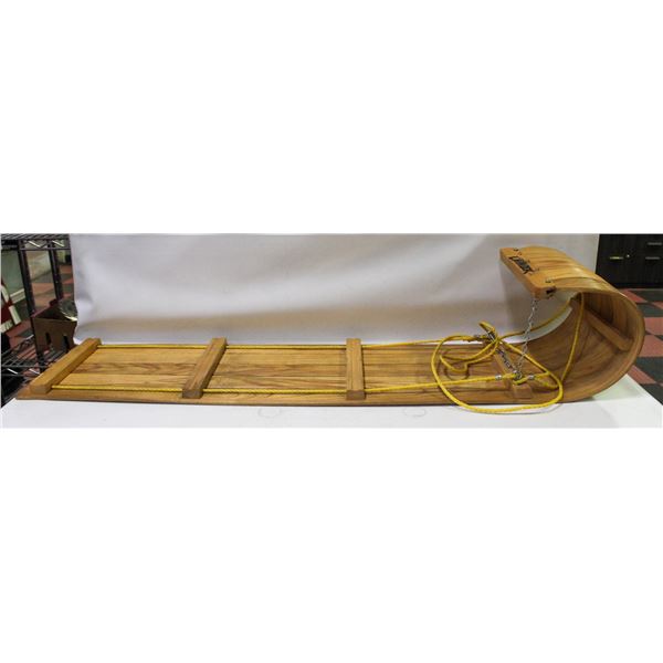 VINTAGE WOODEN SNOW TOBOGGAN SLED