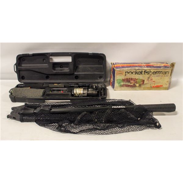 COLLAPSIBLE FISHING ROD IN HARD CASE + VINTAGE