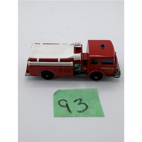 LESNEY/MATCHBOX NO. 29 FIRE PUMPER TRUCK – RED & WHITE – DENVER