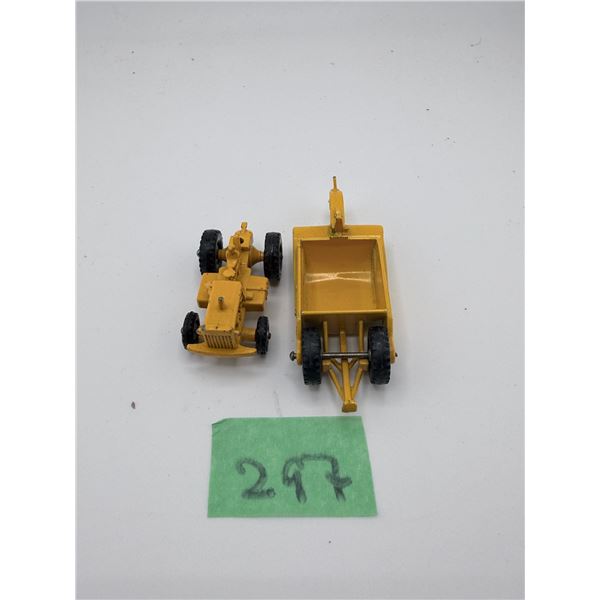LESNEY NO. 1 YELLOW DIECAST MODEL TRACTOR AND SCRAPER