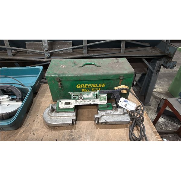 GREENLEE 531 VINTAGE HEAVY DUTY ELECTRIC 2 SPEED PORTABLE BAND SAW WITH HARD TRANSPORT CASE