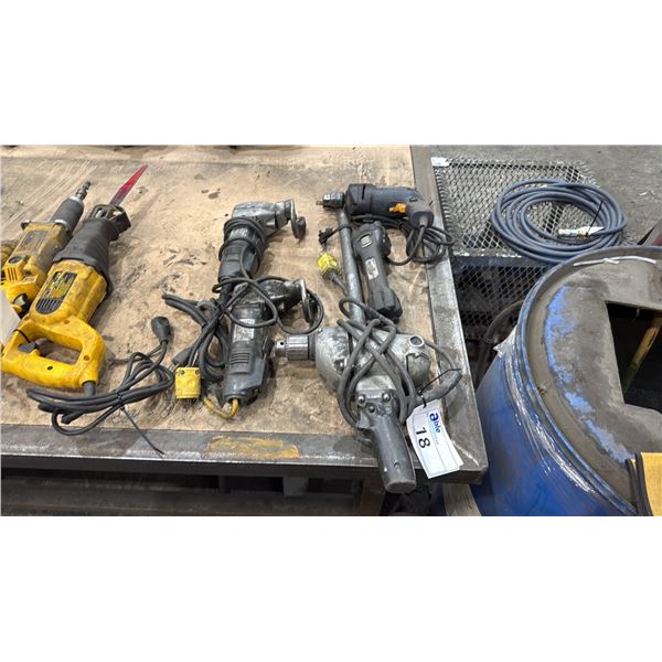 GROUP OF 4 ASSORTED ELECTRIC POWER TOOLS- 2 BLACK & DECKER SHEARS, MASTERCRAFT DRILL & 1/2" DRILL