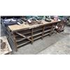 Image 1 : METAL FRAME WOOD TOP SHOP TABLE *CONTENTS NOT INCLUDED* MEASURES APPROX 96"L X 42"D X 31"H