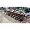 Image 2 : METAL FRAME WOOD TOP SHOP TABLE *CONTENTS NOT INCLUDED* MEASURES APPROX 96"L X 42"D X 31"H