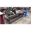 Image 2 : METAL FRAME WOOD TOP SHOP TABLE *CONTENTS NOT INCLUDED* MEASURES APPROX 97.5"L X 49"D X 32"H
