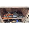 Image 3 : SMALL METAL SHELVING UNIT WITH ASSORTED TOOLS, BITS, WIRE, HARDWARE & MORE