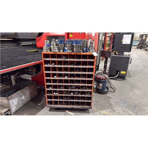 ORANGE MOBILE PARTS ORGANIZER WITH ASSORTED PUNCH AND DIES *COMPATIBLE WITH BOTH LOT 50 & 51*