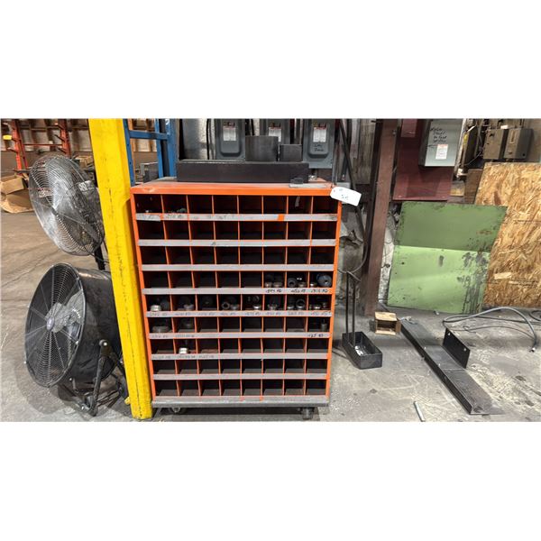 ORANGE MOBILE PARTS ORGANIZER WITH ASSORTED PUNCH AND DIES *COMPATIBLE WITH BOTH LOT 50 & 51*