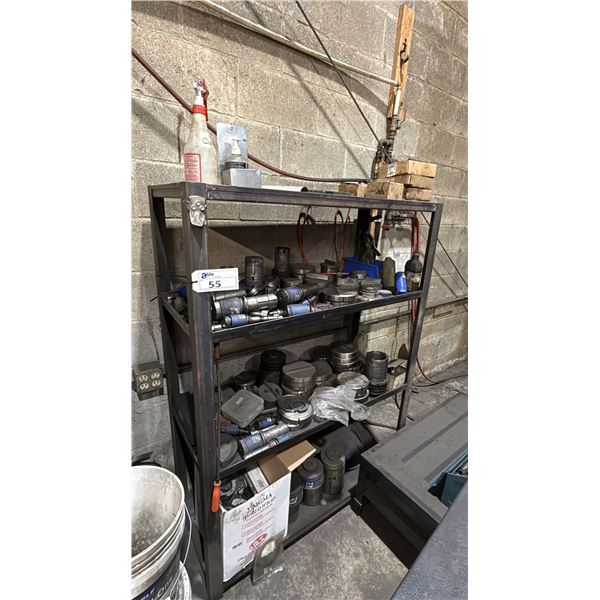 METAL SHELVING UNIT WITH ASSORTED PUNCH AND DIES *COMPATIBLE WITH BOTH LOT 50 & 51*