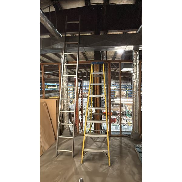 LOUISVILLE 8' FIBERGLASS/ALUMINUM LADDER & 1 PC ALUMINUM EXTENSION LADDER