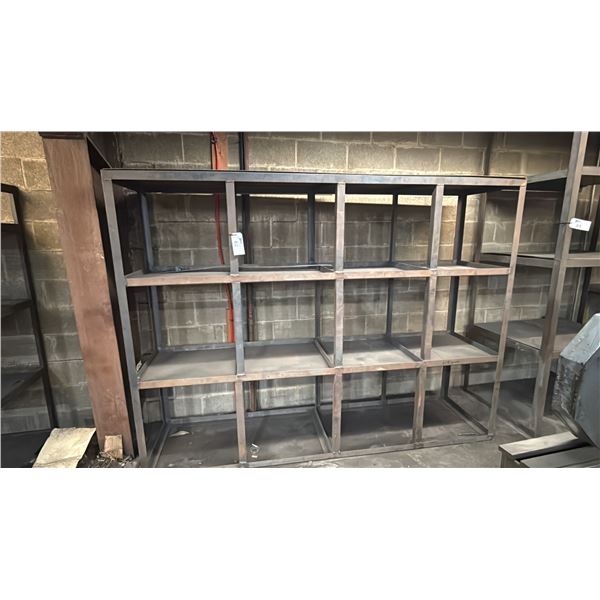 METAL SHELVING UNIT- MEASURES APPROX 8'L X 6'H X 2'D