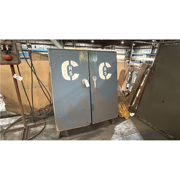 WOODEN MOBILE 2 DOOR STORAGE CABINET