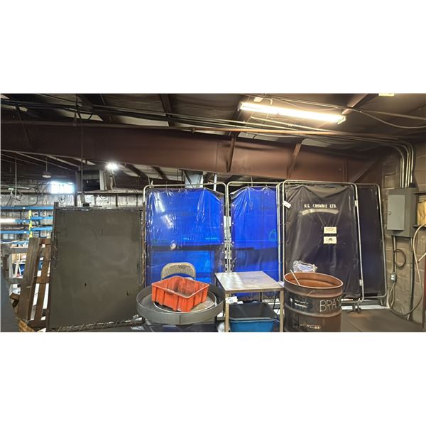 GROUP OF ASSORTED 3 PANEL FOLD TOGETHER WELDING SCREENS