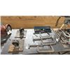 Image 3 : CONTENTS OF TABLETOP- LINCOLN GREASE GUN, BALDOR BENCH GRINDER, WALTER GRINDER, CLAMPS & ASSORTED