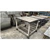 Image 1 : METAL MOBILE SHOP TABLE- MEASURES APPROX 43"L X 37"D X 36"H