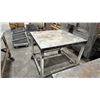 Image 2 : METAL MOBILE SHOP TABLE- MEASURES APPROX 43"L X 37"D X 36"H