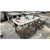 Image 2 : METAL MOBILE SHOP TABLE- MEASURES APPROX 60"L X 31"D X 35"H