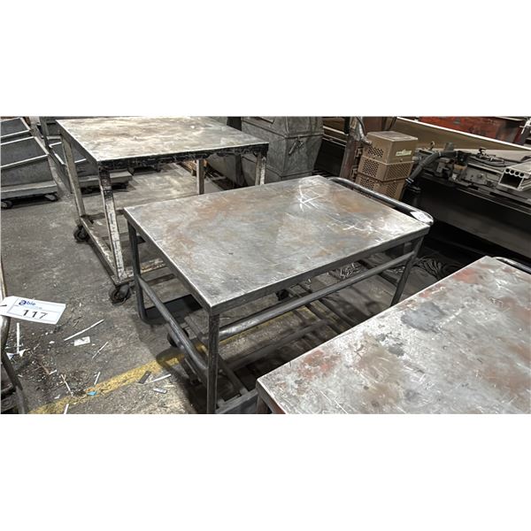 METAL MOBILE SHOP CART- MEASURES APPROX 45"L X 29"D X 35"H